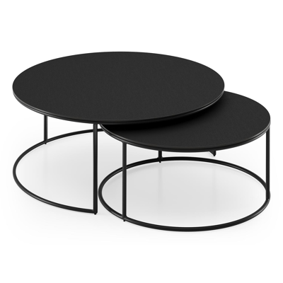 Tables basse Fano en aluminium noir et céramique pleine nero black - Dia. 85/65 X H 35/30 cm