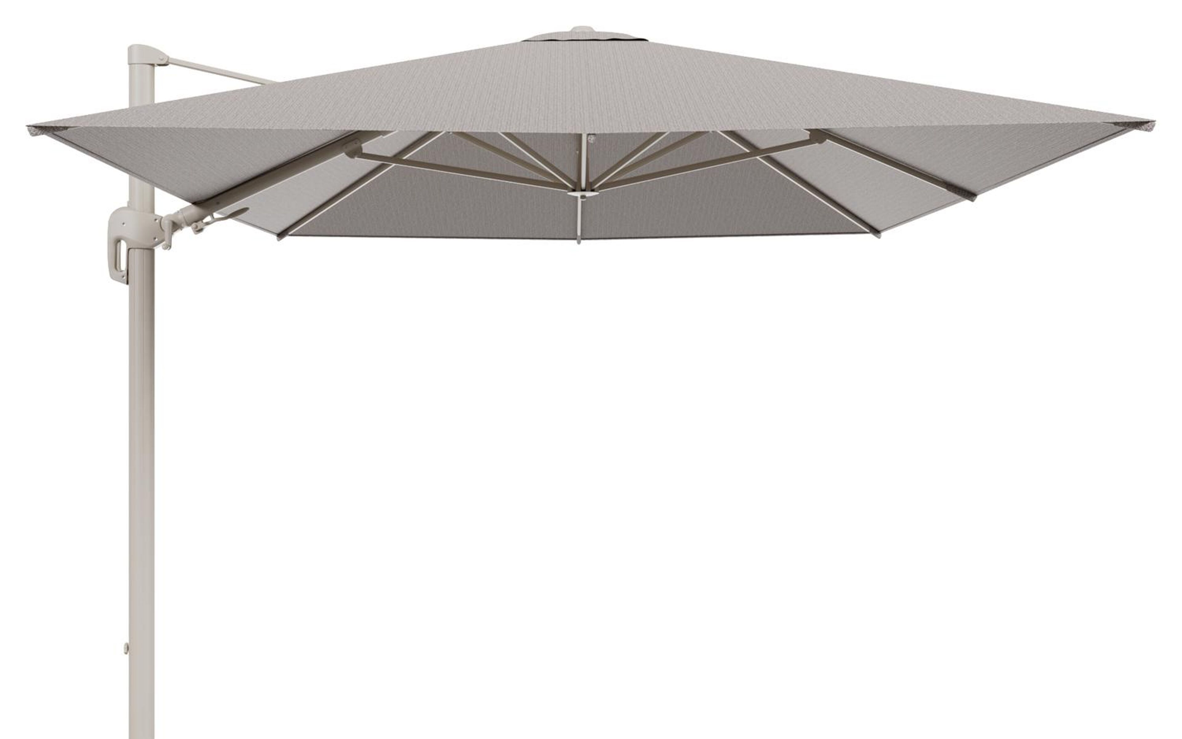 Parasol pendant Rufina avec fonction tilt en aluminium beige et toile de parasol en All Weather Sunbrella® Luxe Wander Granite  - Lg.1 400 x Lg.2 300 cm (sans pied de parasol