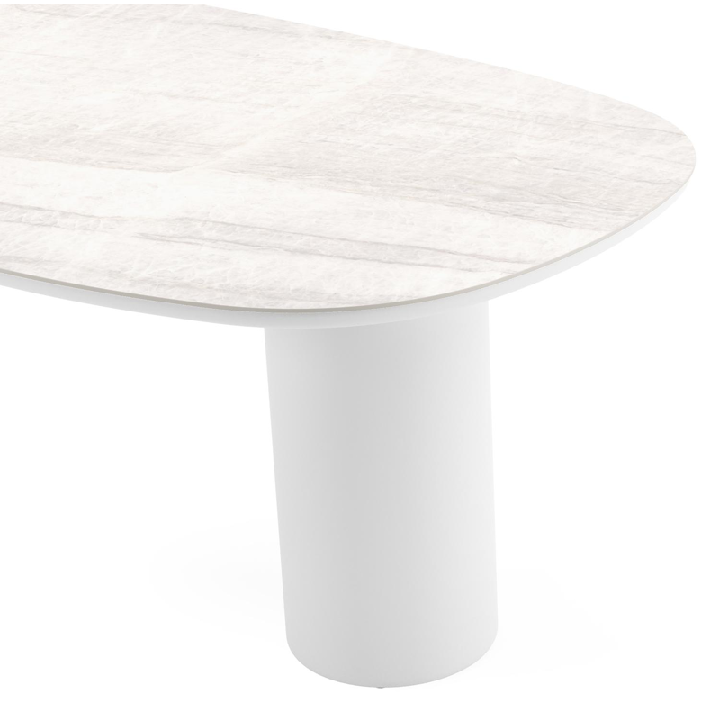 Amico tuintafel bombo in wit aluminium en volkeramiek Taj Mahal - L 210 x B 110 x H 73.5 cm