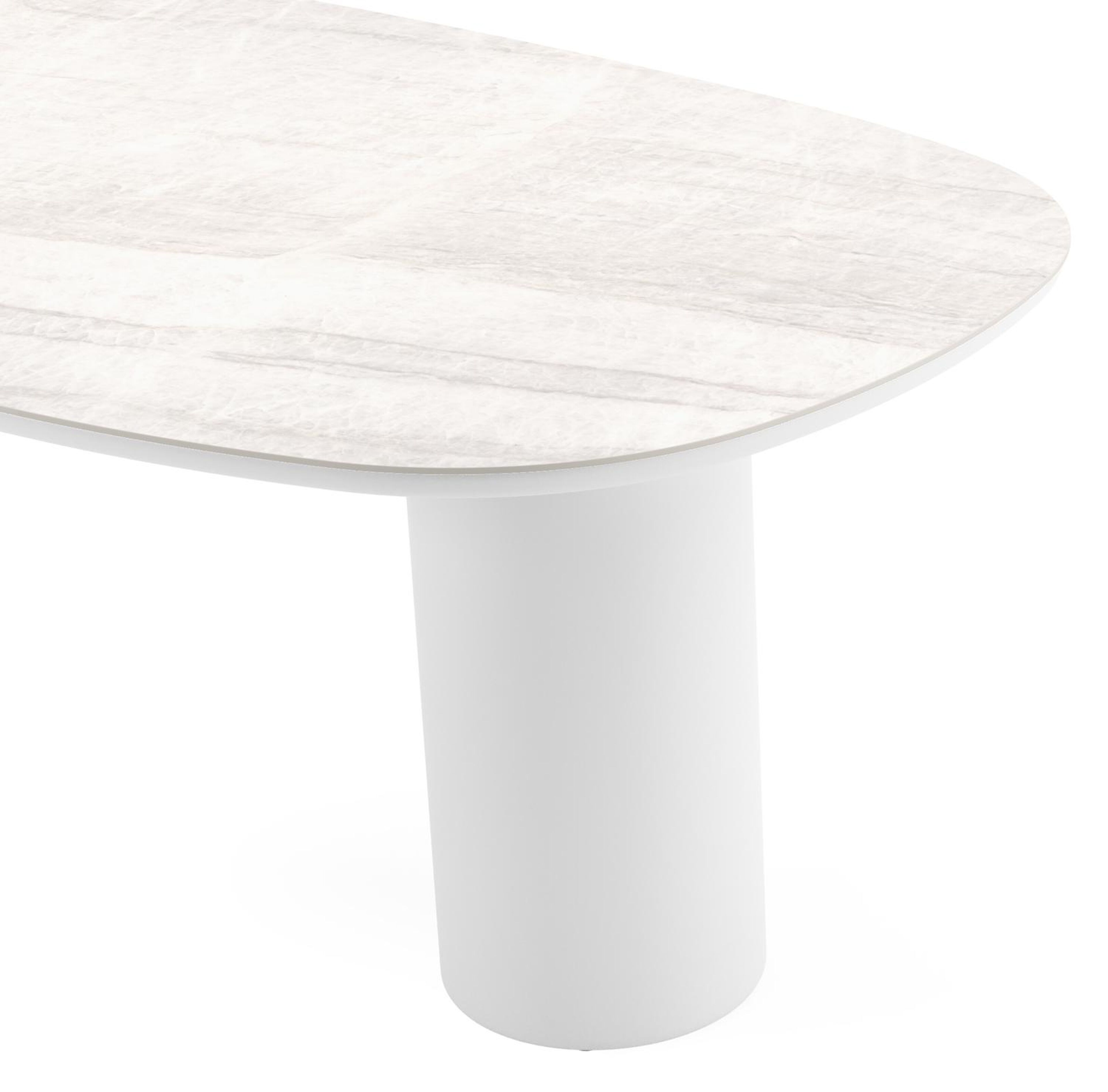 Amico tuintafel bombo in wit aluminium en volkeramiek Taj Mahal - L 210 x B 110 x H 74 cm