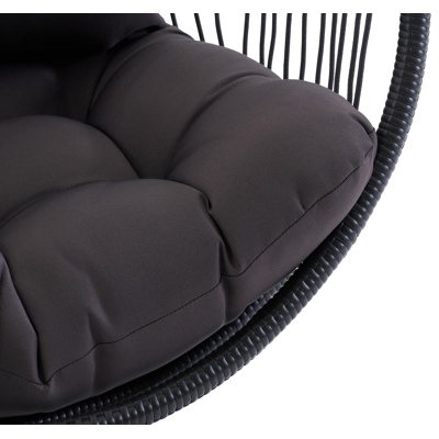 Foglio hangstoel 1-zit in zwart staal en zwart rope met grijs polyester kussen