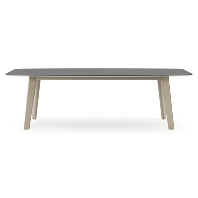 Lacrima tuintafel bootvorm in beige aluminium en volkeramiek Basalt Black - L 255 x B 115 x H 74 cm
