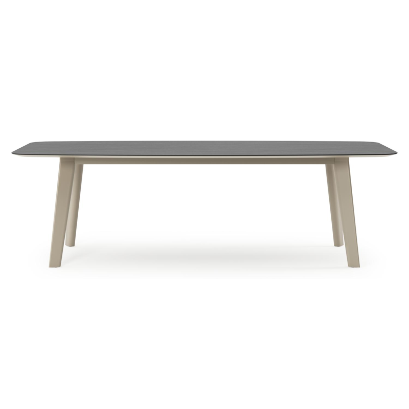Lacrima tuintafel bootvorm in beige aluminium en volkeramiek Basalt Black - L 255 x B 115 x H 74 cm