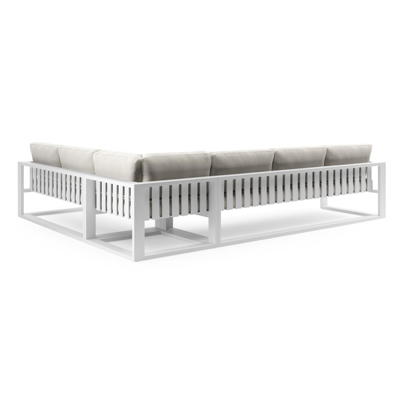 Verato loungehoek in wit aluminium met savane white all weather sunbrella® luxe kussen