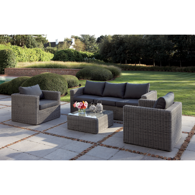 Amari 1-zit in grijs wicker met polyester kussens