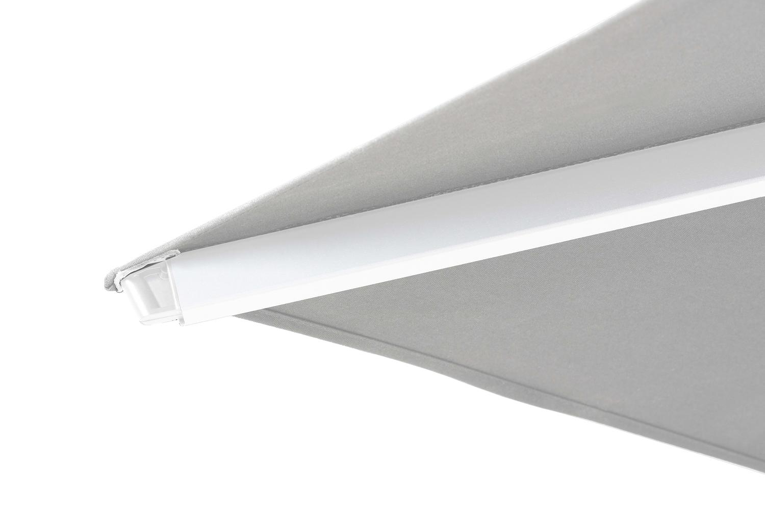 Solino staanparasol in wit aluminium met grijs all weather sunbrella® premium parasoldoek - L1 400 x L2 400 cm (zonder voet)