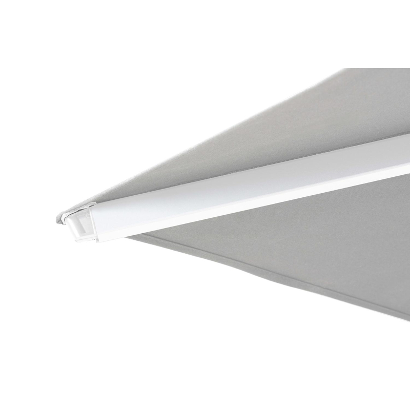 Solino staanparasol in wit aluminium met grijs all weather sunbrella® premium parasoldoek - L1 400 x L2 400 cm (met voet)