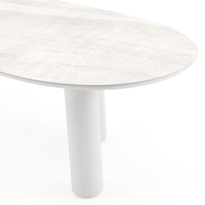 Amico tuintafel organisch in wit aluminium en volkeramiek Taj Mahal - L 240 x B 110 x H 73.5 cm