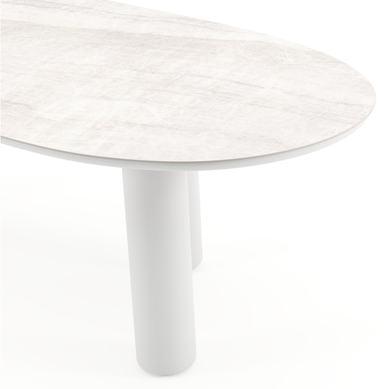 Amico tuintafel organisch in wit aluminium en volkeramiek Taj Mahal - L 240 x B 110 x H 73.5 cm