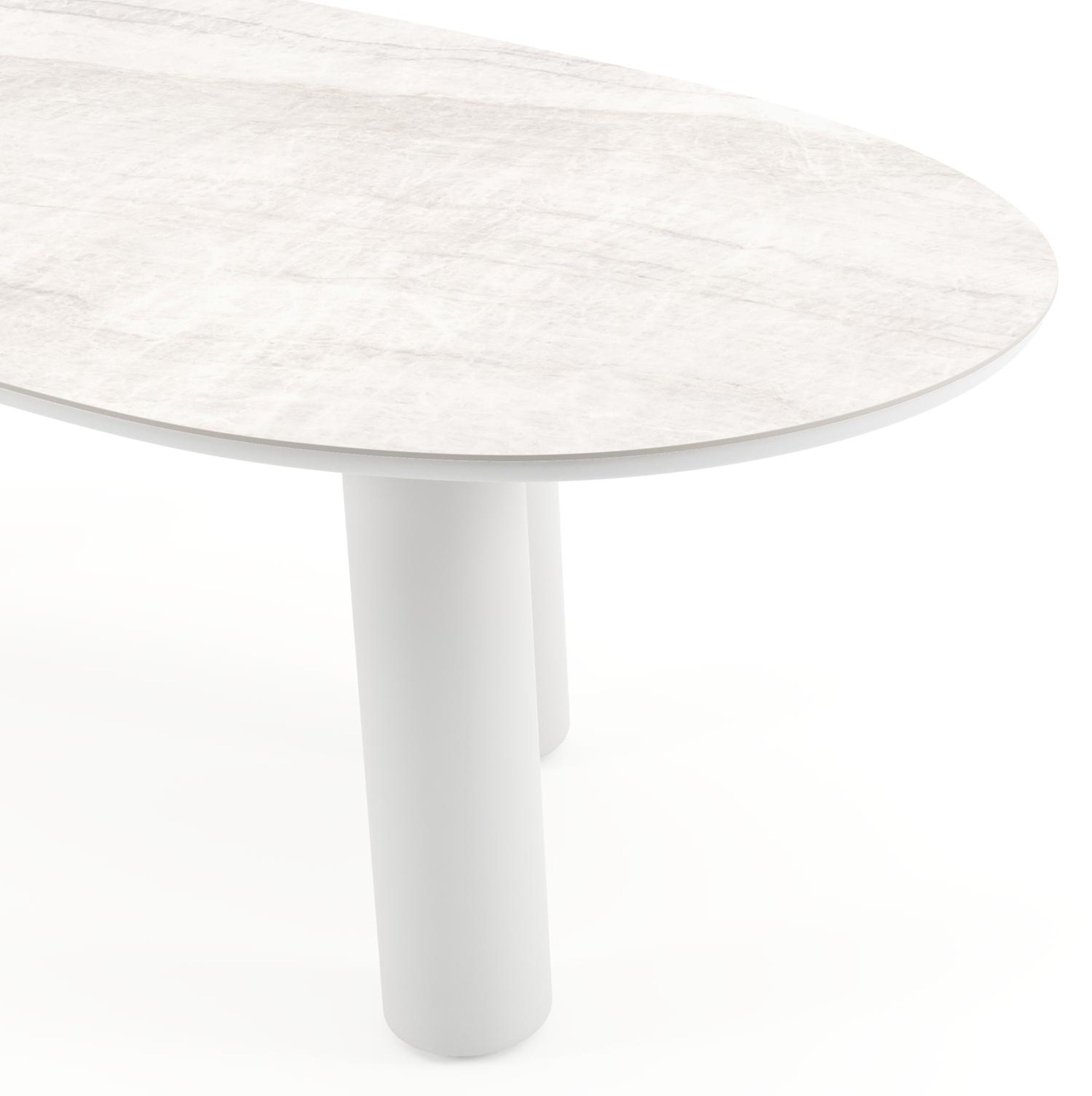 Amico tuintafel organisch in wit aluminium en volkeramiek Taj Mahal - L 240 x B 110 x H 74 cm