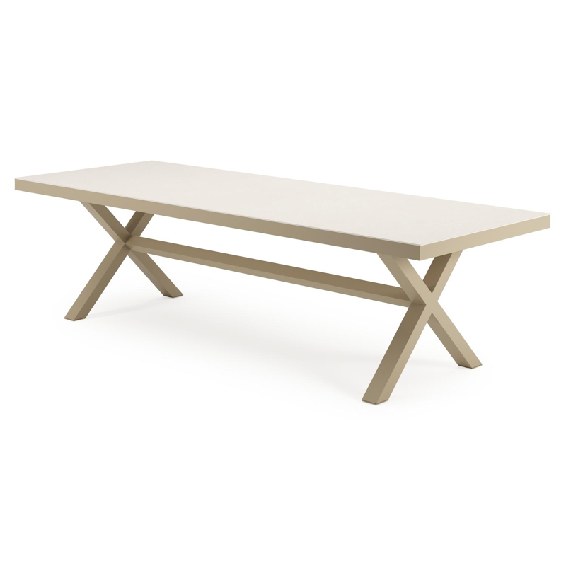 Reza tuintafel rechthoekig in beige aluminium en sintered stone Crema minerale - L 270 x B 100 x H 74 cm