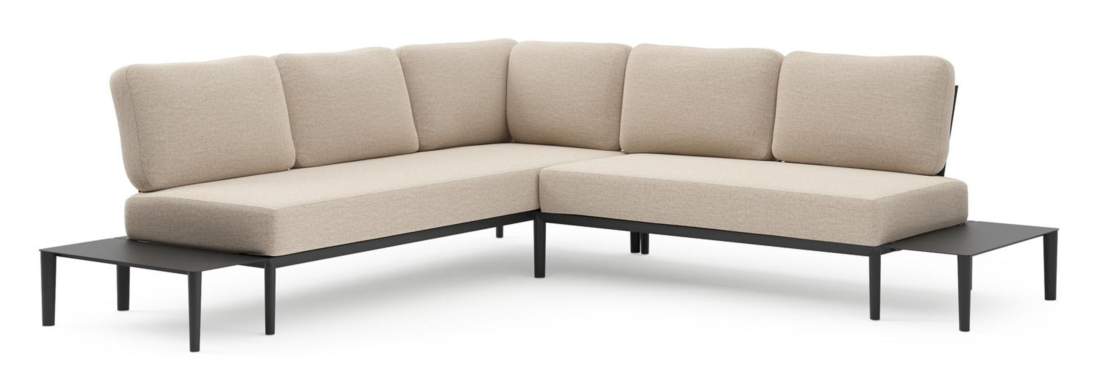 Tolosa loungehoek in zwart aluminium met rustic weather+ softtouch kussen