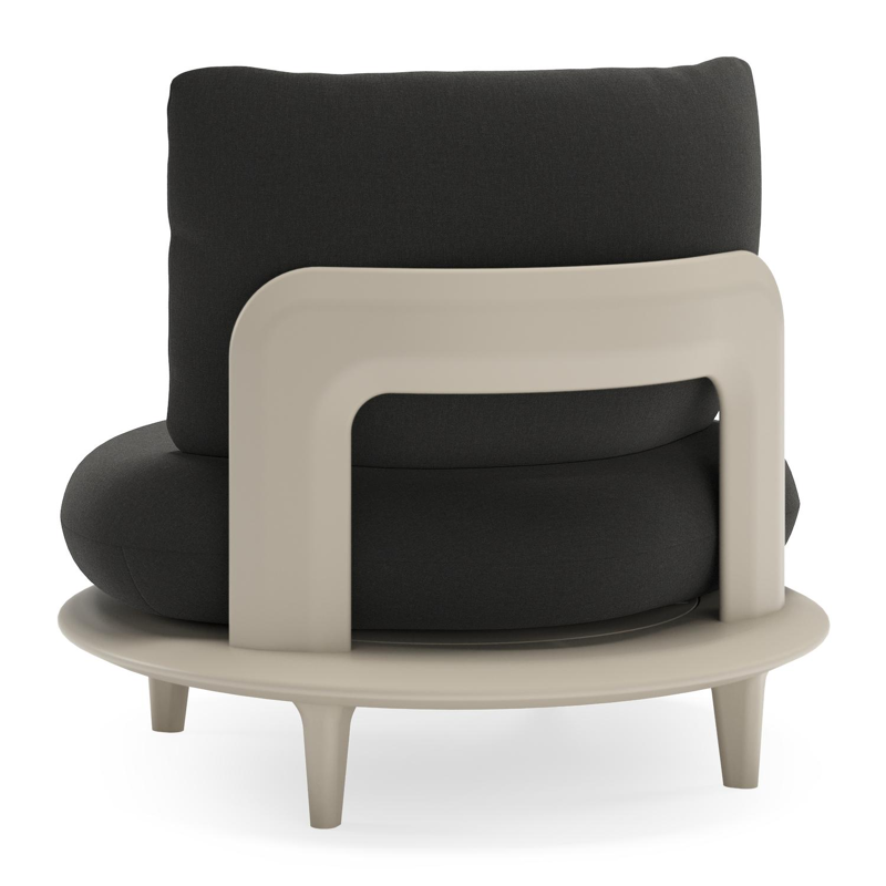 Fauteuil de jardin Bomero en aluminium beige et coussins en all weather sunbrella® luxe natte sooty