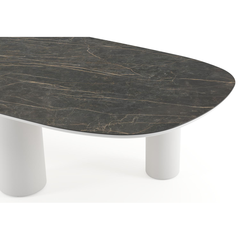 Amico tuintafel bombo xl in wit aluminium en volkeramiek Black Obsession - L 320 x B 148 x H 73.5 cm