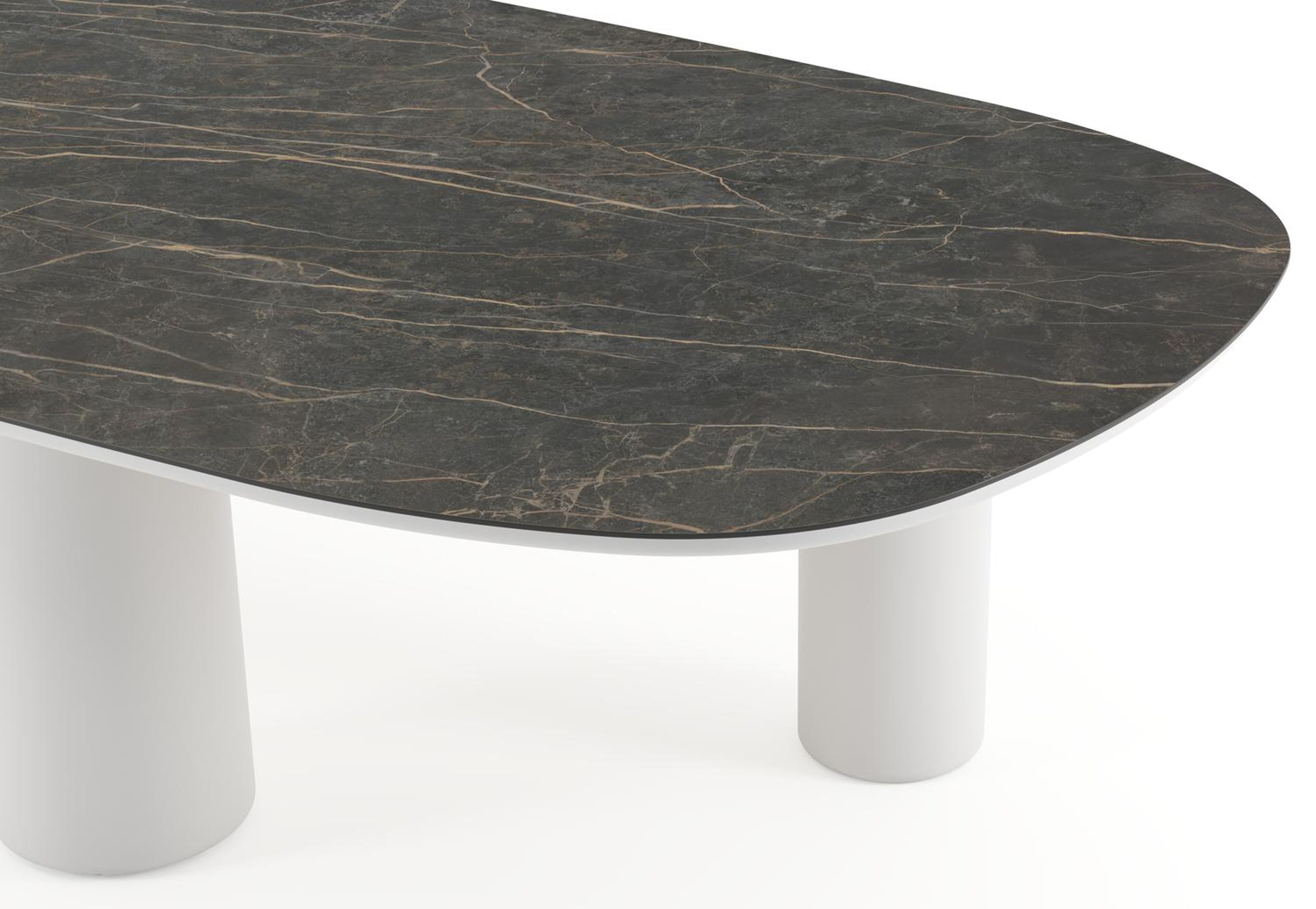 Table de jardin Amico bombo xl en aluminium blanc et céramique pleine Black Obsession - Lg. 320 x Lrg. 148 x Haut. 74 cm