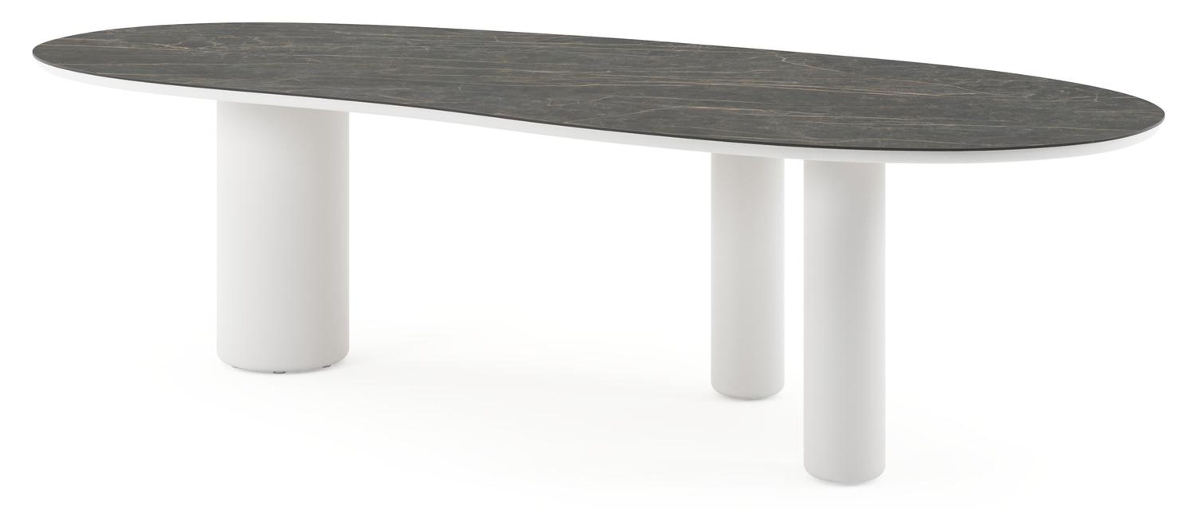 Amico tuintafel organisch in wit aluminium en volkeramiek Black Obsession - L 280 x B 120 x H 73.5 cm