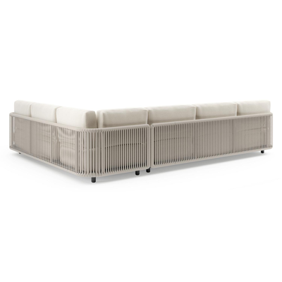 Organo loungehoek in zwart aluminium en beige verticaal geweven luxe vlakke rope met althea off white all weather Cosytica kussen