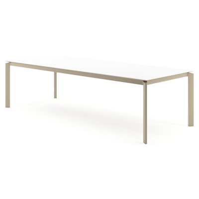 Cirello tuintafel rechthoekig in beige aluminium en volkeramiek Arctic White - L 280 x B 110 x H 74.5 cm