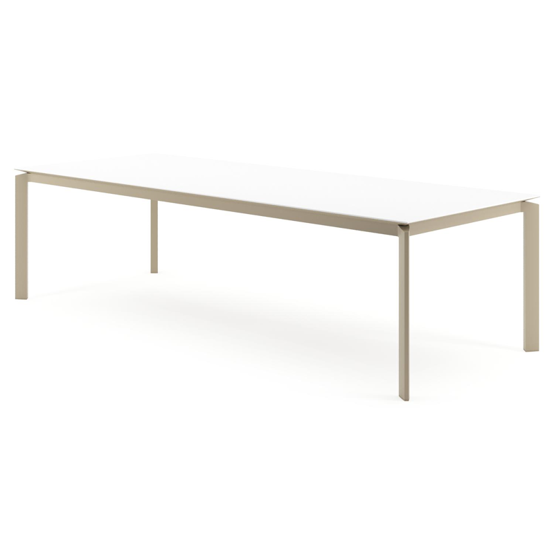 Cirello tuintafel rechthoekig in beige aluminium en volkeramiek Arctic White - L 280 x B 110 x H 74.5 cm