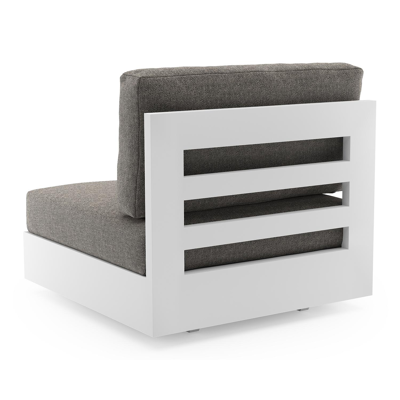 Como loungestoel in wit aluminium met chartres drizzle all weather sunbrella® luxe kussen