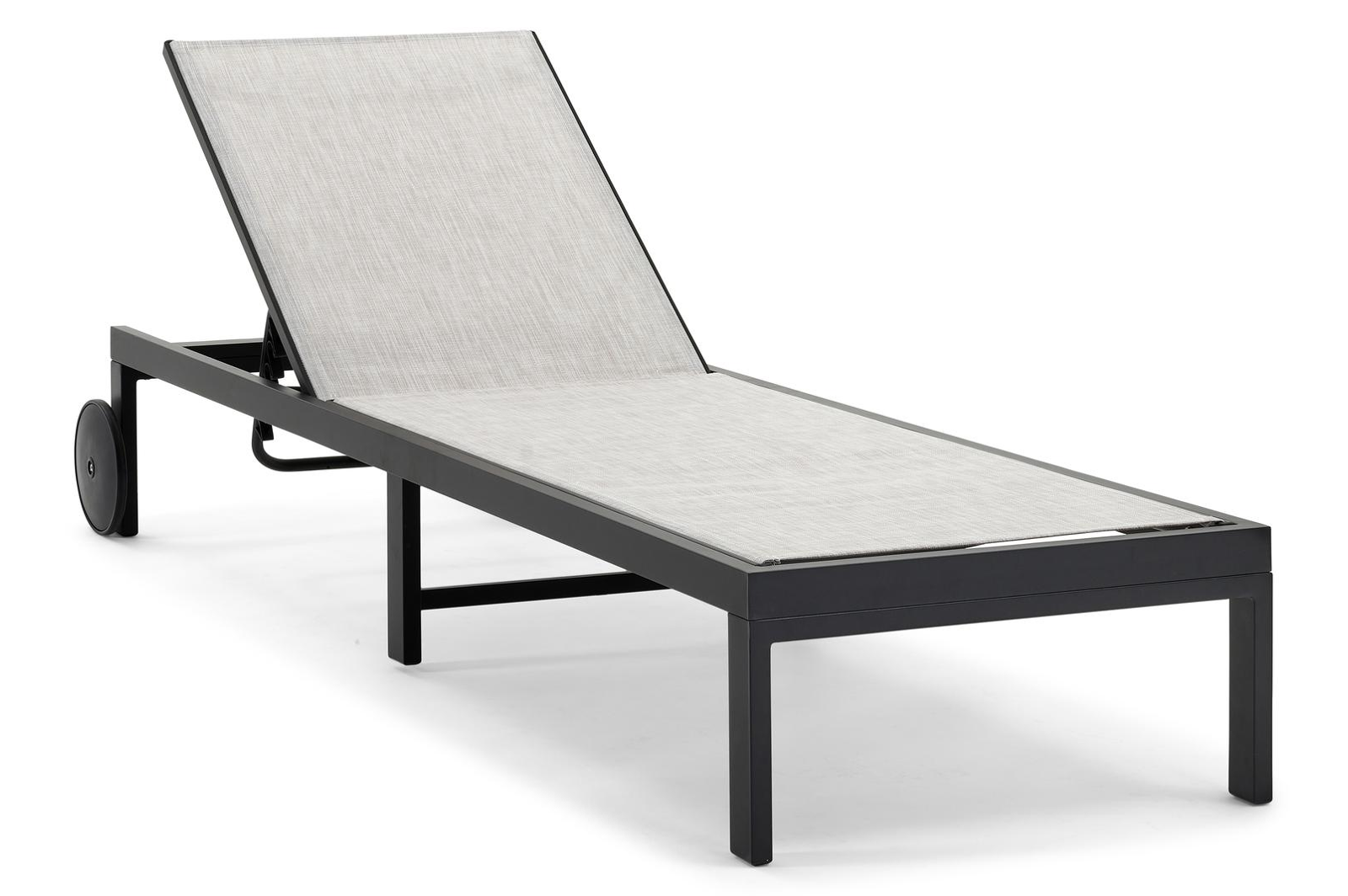 Alba verstelbaar ligbed in zwart aluminium met grijs textileen