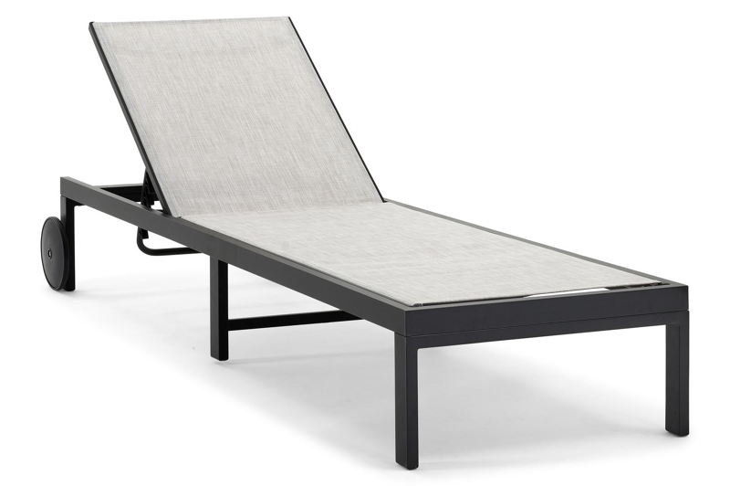 Set van 2 verstelbare Alba ligbedden in zwart aluminium en grijs textileen