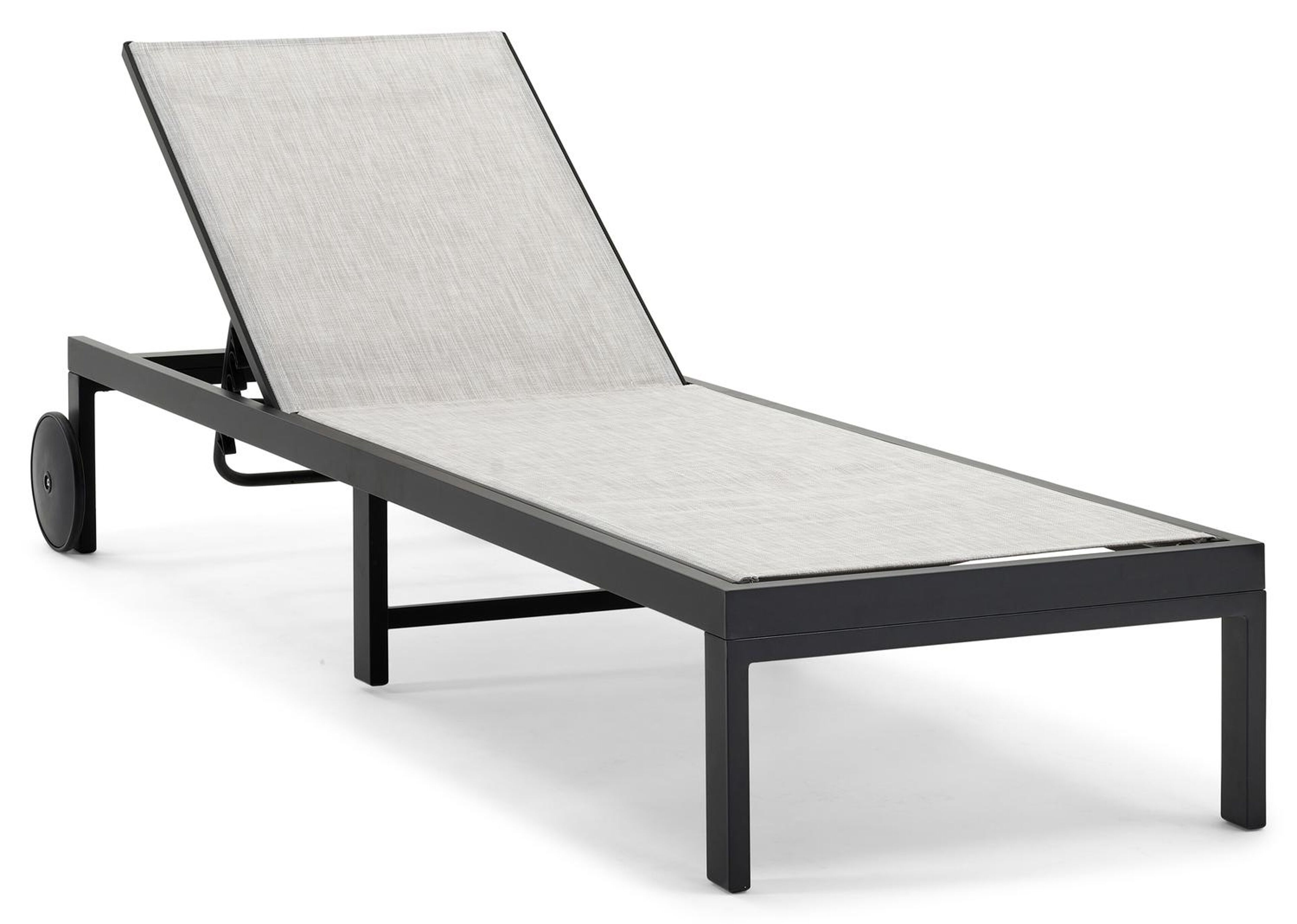 Alba verstelbaar ligbed in zwart aluminium met grijs textilene