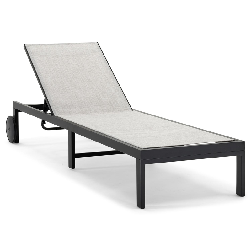 Alba verstelbaar ligbed in zwart aluminium met grijs textileen