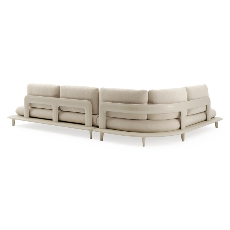 Bomero loungehoek in beige aluminium met althea chalk all weather cosytica kussen