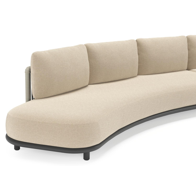 Lomano loungehoek in zwart aluminium en beige verticaal geweven luxe vlakke rope met Althea Chalk all weather cosytica