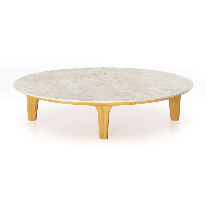 Bomero loungetafel in teak and volkeramiek Rapolano - Dia. 85 cm