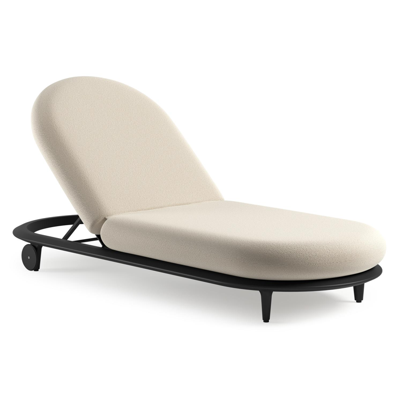 Bomero verstelbaar ligbed in zwart aluminium met althea off white all weather cosytica
