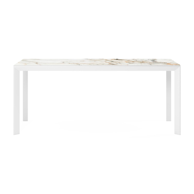 Malito tuintafel in wit aluminium en volkeramiek calacatta luxe - L 180 x B 80 x H 75,5 cm