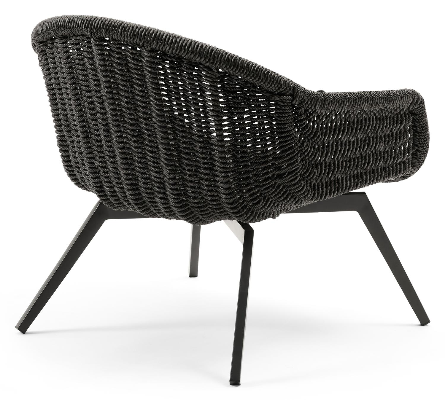 Fauteuil de jardin Pagino 1-pl en aluminium noir et résine tressée noir