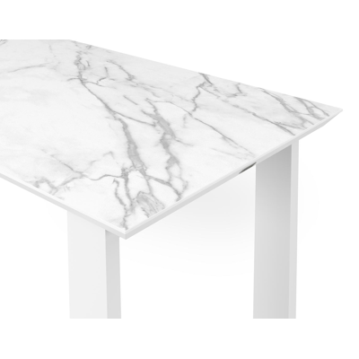 Pagino bartafel in wit aluminium en volkeramiek calacatta - L 170 x B 70 x H 106 cm