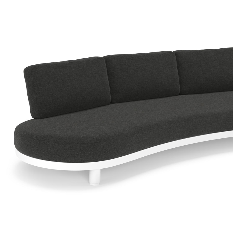 Canapé de jardin Donato en aluminium blanc et coussins en all weather sunbrella® luxe Chartres Sooty