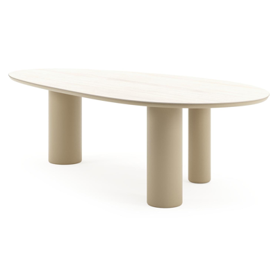 Amico tuintafel mango in beige aluminium en volkeramiek Travertino Bianco - L 260 x B 130 x H 73.5 cm