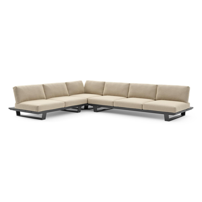 Pagino loungehoek in zwart aluminium met althea camel all weather cosytica kussen