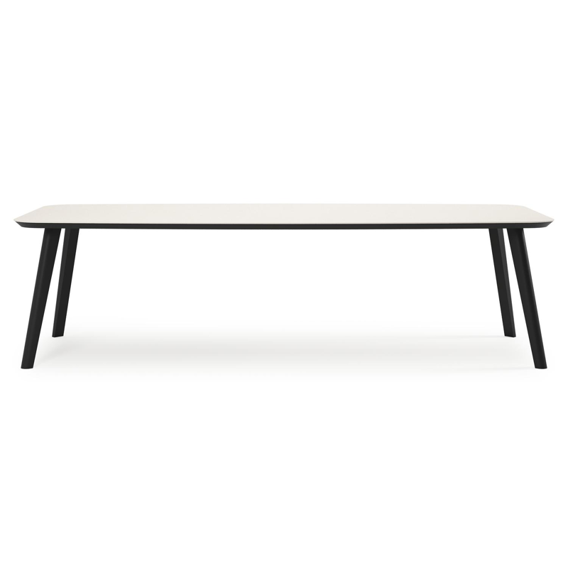 Ensemble de jardin Mosa en aluminium noir et sintered stone crema minerale avec 8 chaises de jardin Gerona