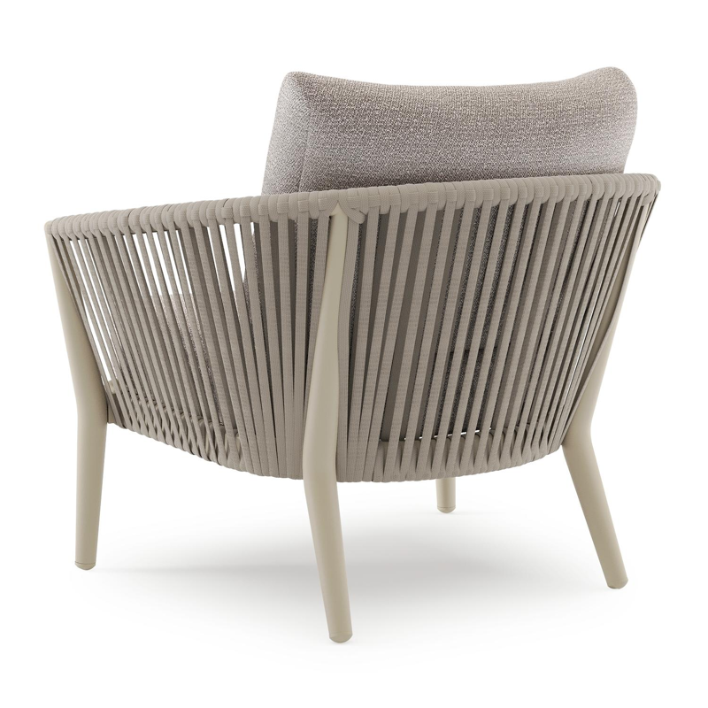 Orso loungestoel in beige aluminium en beige verticaal geweven luxe vlakke rope met Wander Granite all weather sunbrella® luxe kussen