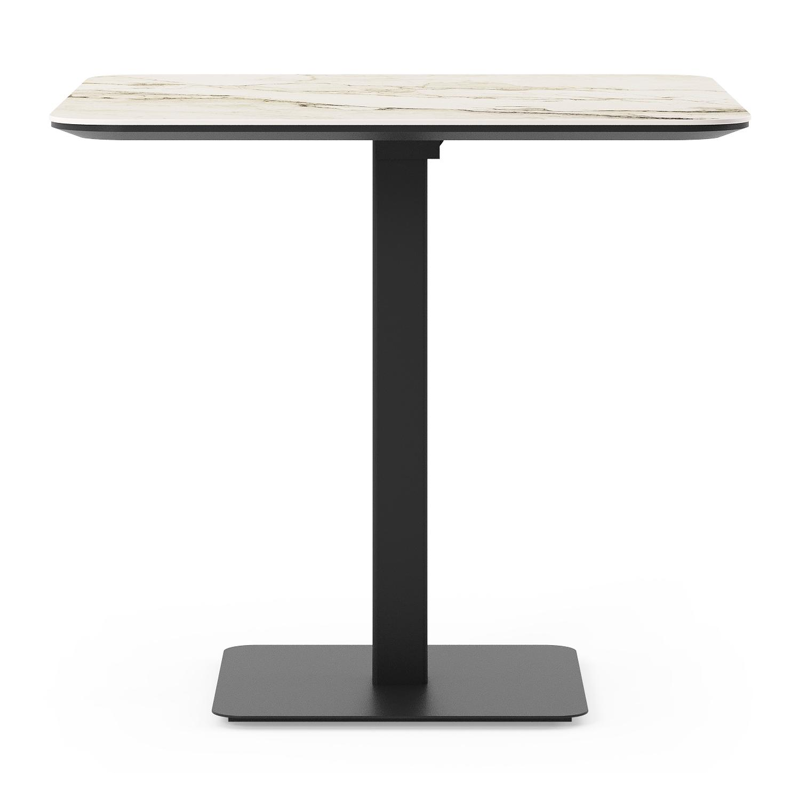 Fano kantelbare tuintafel vierkant afgerond in zwart aluminium en volkeramiek colorado dunes - L 80 x B 80 x H 72.5 cm