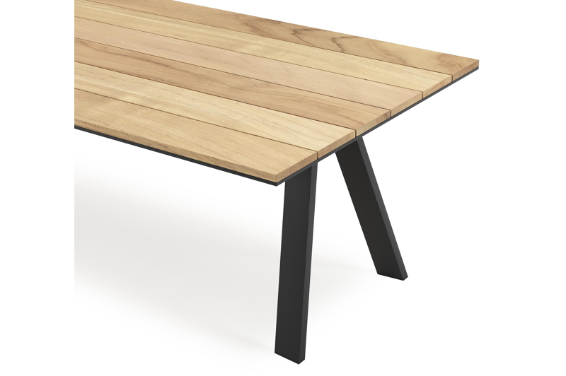 Cesano tuintafel rechthoekig in zwart aluminium en teak - L 280 x B 110 x H 75 cm