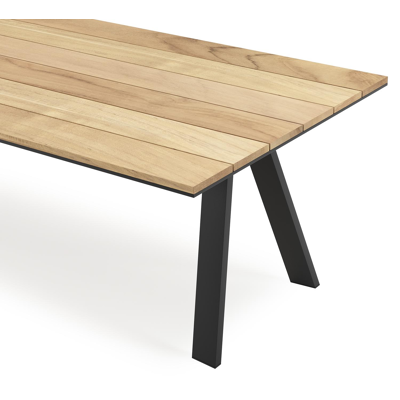 Cesano tuintafel rechthoekig in zwart aluminium en teak - L 280 x B 110 x H 75 cm