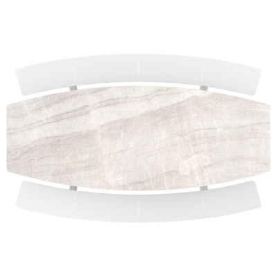 Forno picknicktafel bootvorm in wit aluminium en volkeramiek Taj Mahal - L 280 x B 192 x H 72 cm