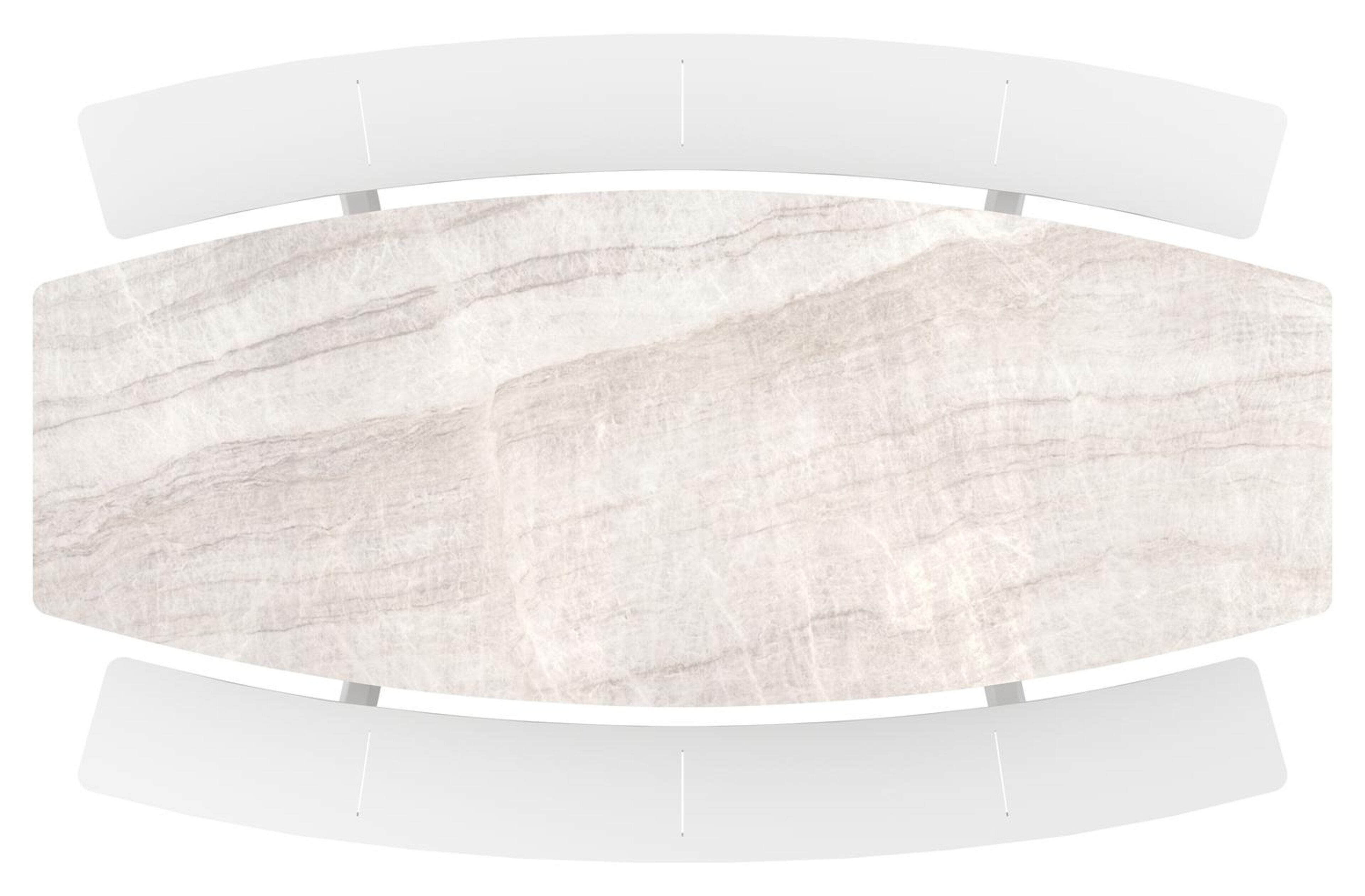 Forno picknicktafel bootvorm in wit aluminium en volkeramiek Taj Mahal - L 280 x B 192 x H 72 cm