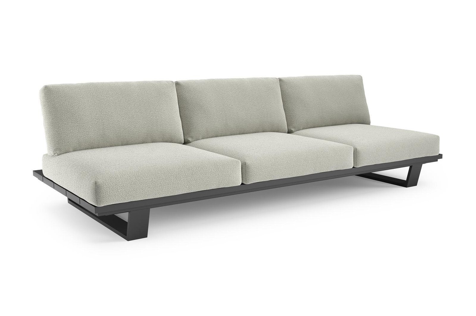 Pagino loungebank in zwart aluminium met lopi bud all weather sunbrella® luxe kussen