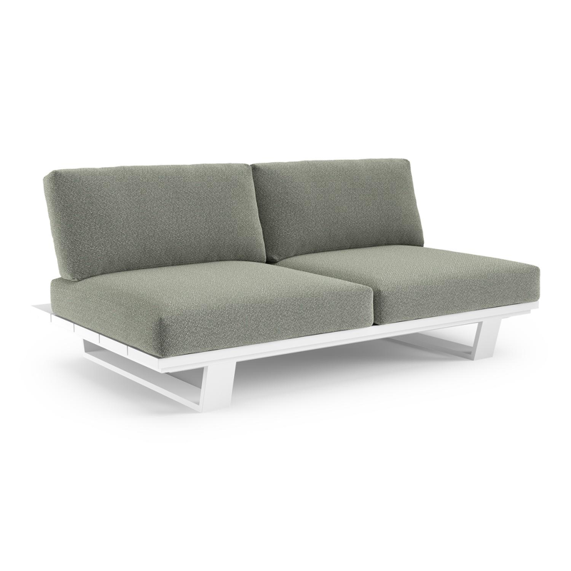 Pagino loungebank in wit aluminium met savane leaf all weather sunbrella® luxe kussen