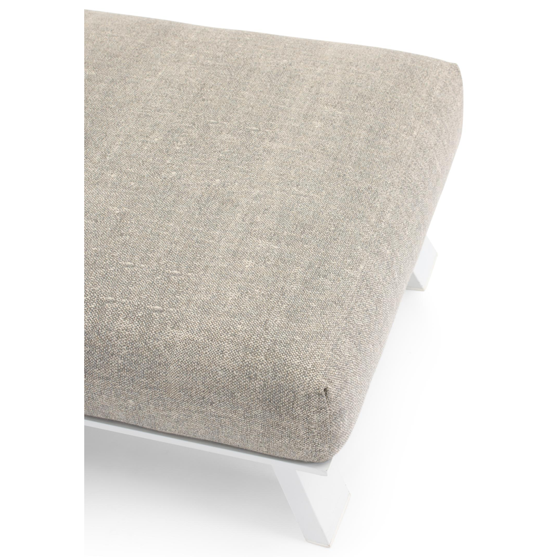 Cesano poef in wit aluminium met chartres pewter all weather sunbrella® luxe kussen