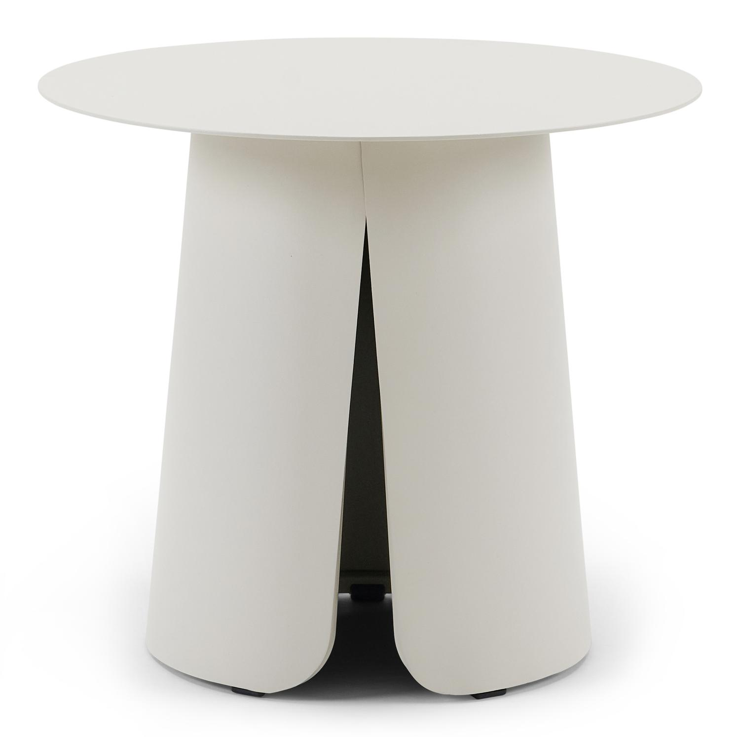 Avila bijzettafel in beige aluminium - Dia. 45 x H 39 cm