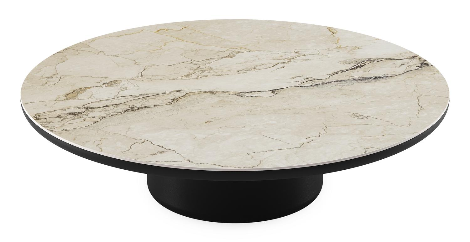 Amico loungetafel rond in zwart aluminium en volkeramiek Colorado Dunes - Dia. 110 x H 28 cm